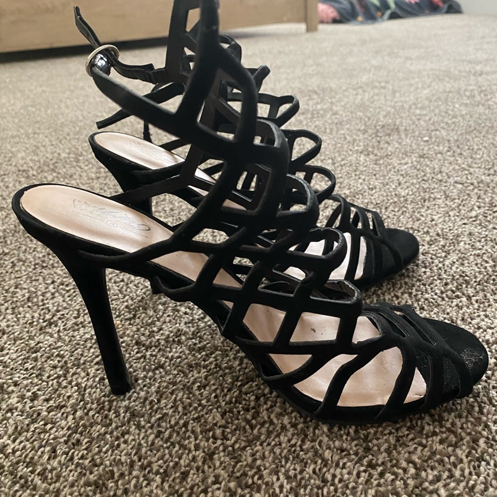 Massimo Black Strappy Heels- 8